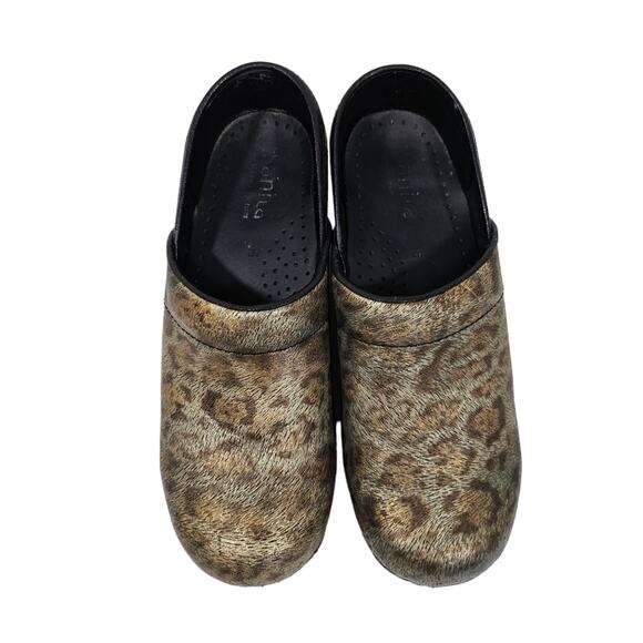 Sanita Cheetah Fur Print Professional Clogs - Picture 4 of 8